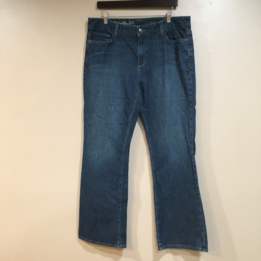 Eddie Bauer Classic Bootcut‎ Jeans Womens 16R Blue Denim Dark Creek Wash Western